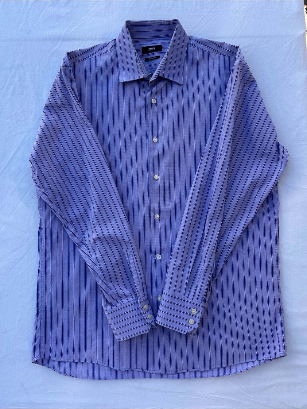 BOSS Men's Lavender Pinstripe Dress Shirt